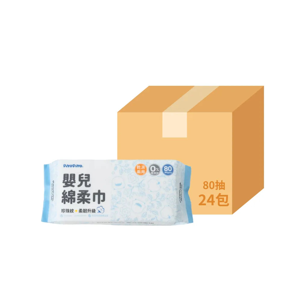 黃色小鴨 珍珠紋柔韌升級嬰兒綿柔巾(80抽/包*24)