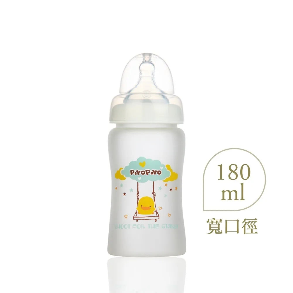 黃色小鴨 360°防護矽膠玻璃寬口奶瓶