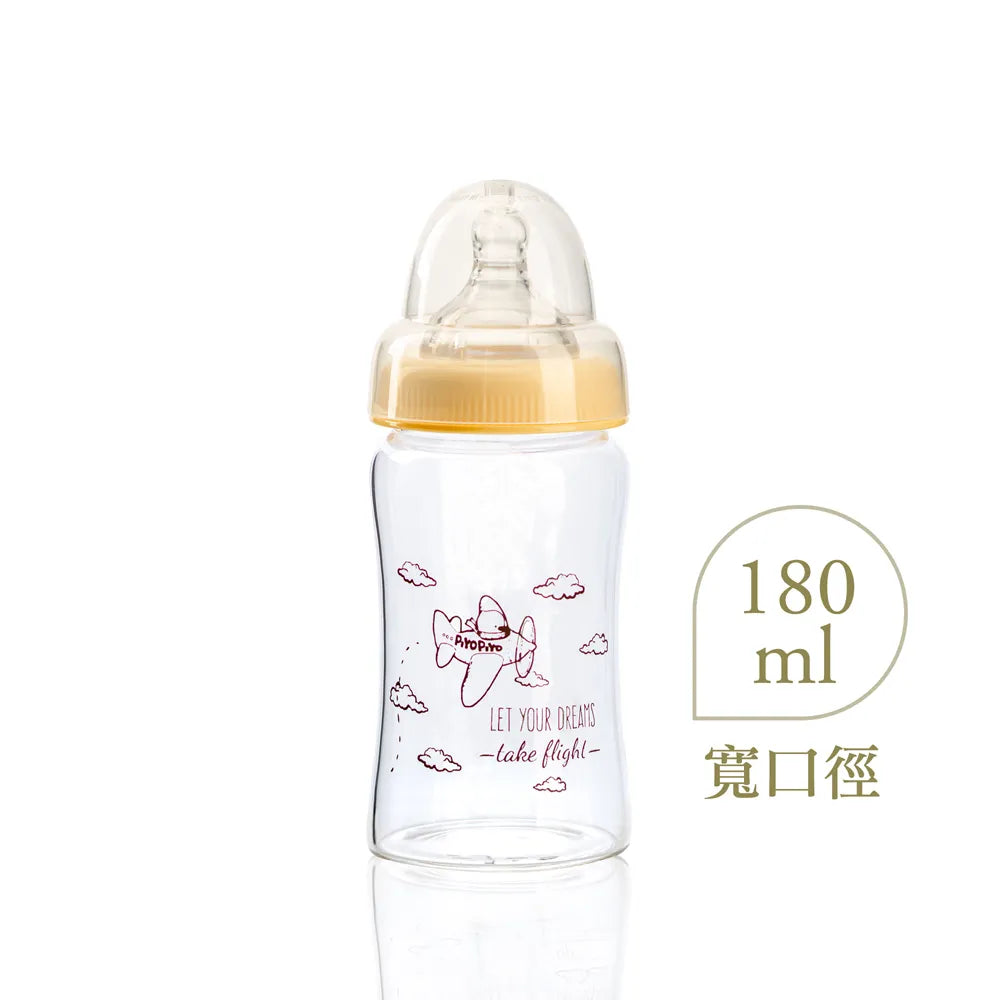 黃色小鴨 媽咪乳感玻璃寬口奶瓶