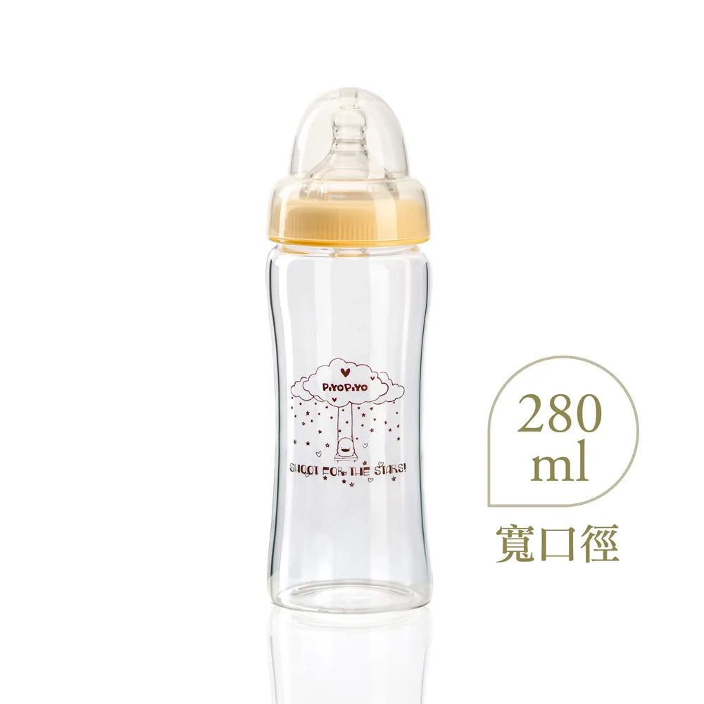 黃色小鴨 媽咪乳感玻璃寬口奶瓶
