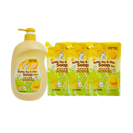 黃色小鴨 奶瓶清潔劑超值組 (1000ml/瓶+800ml/包*3)