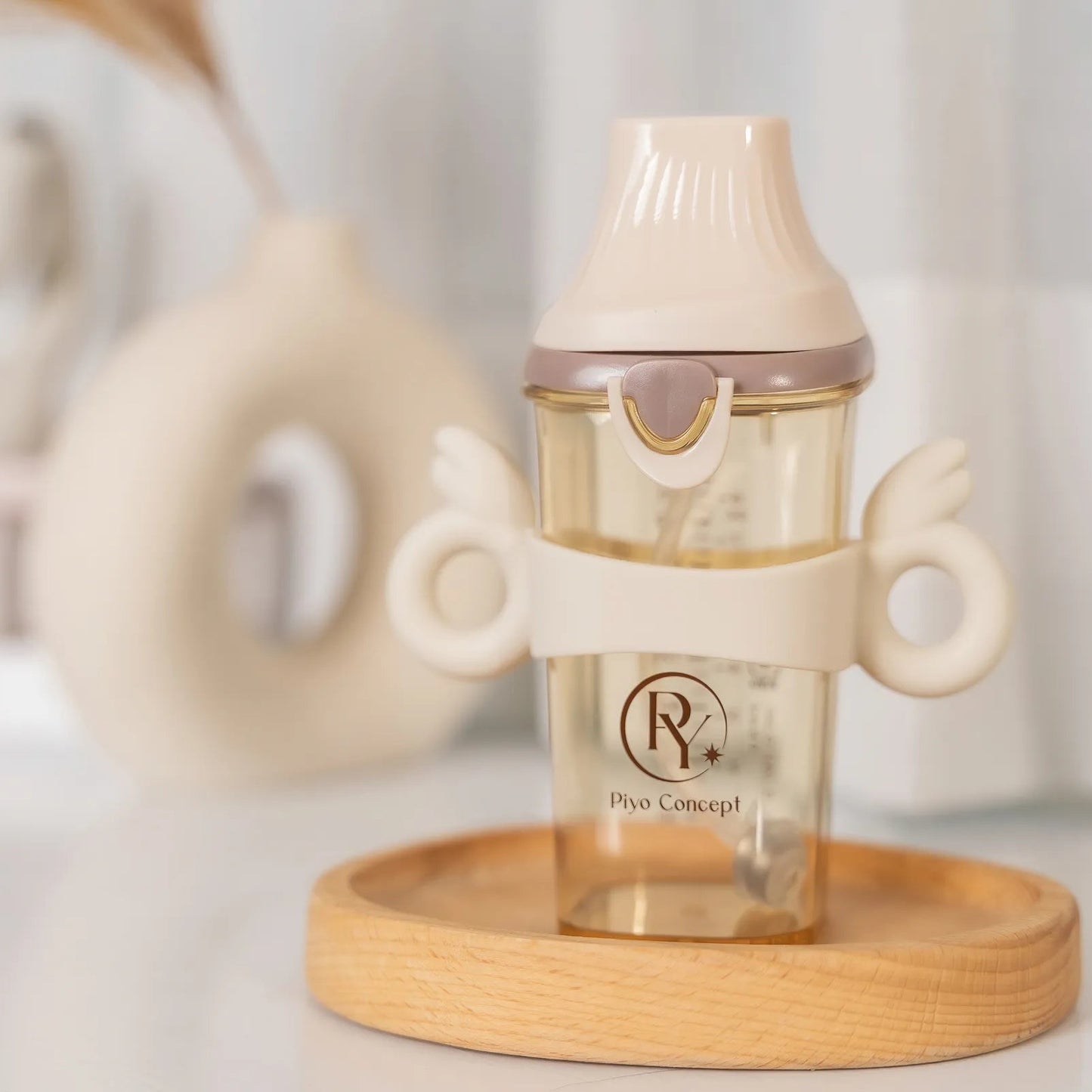 黃色小鴨 PPSU預備學飲掀蓋天使奶瓶握把二件組