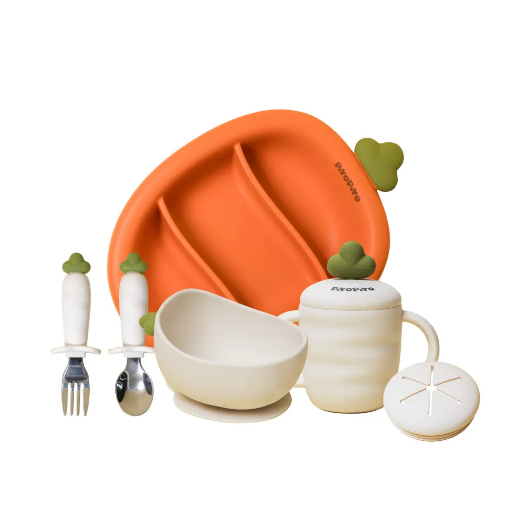 黃色小鴨 鉑金矽膠好彩頭蘿蔔餐具四件組