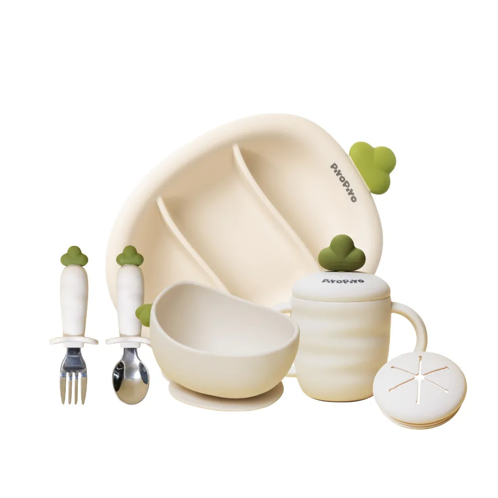 黃色小鴨 鉑金矽膠好彩頭蘿蔔餐具四件組