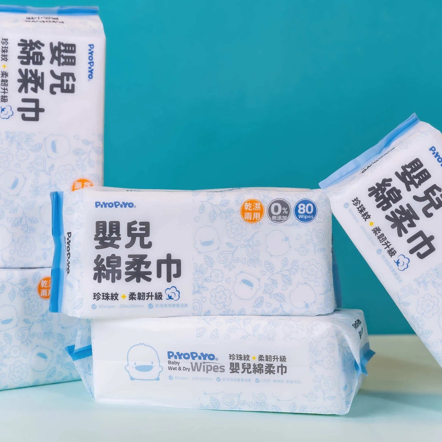 黃色小鴨 珍珠紋柔韌升級嬰兒綿柔巾(80抽/包*3)