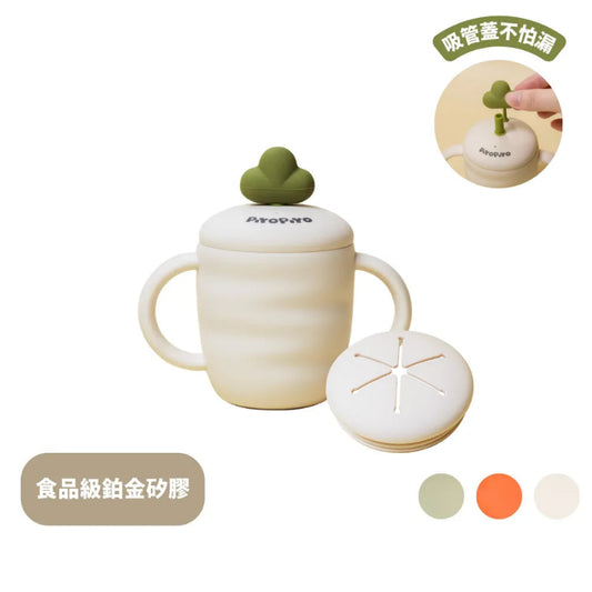 黃色小鴨 鉑金矽膠嬰兒零食吸管兩用蘿蔔杯