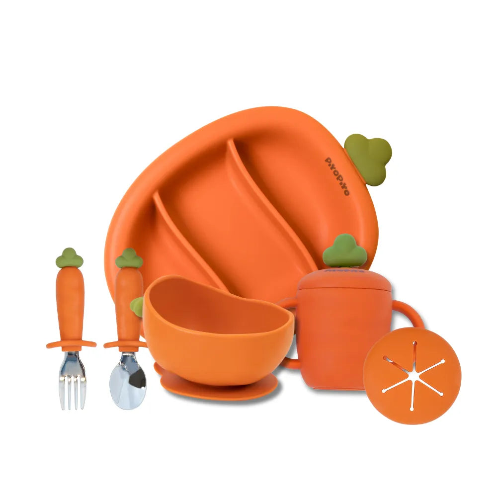 黃色小鴨 鉑金矽膠好彩頭蘿蔔餐具四件組