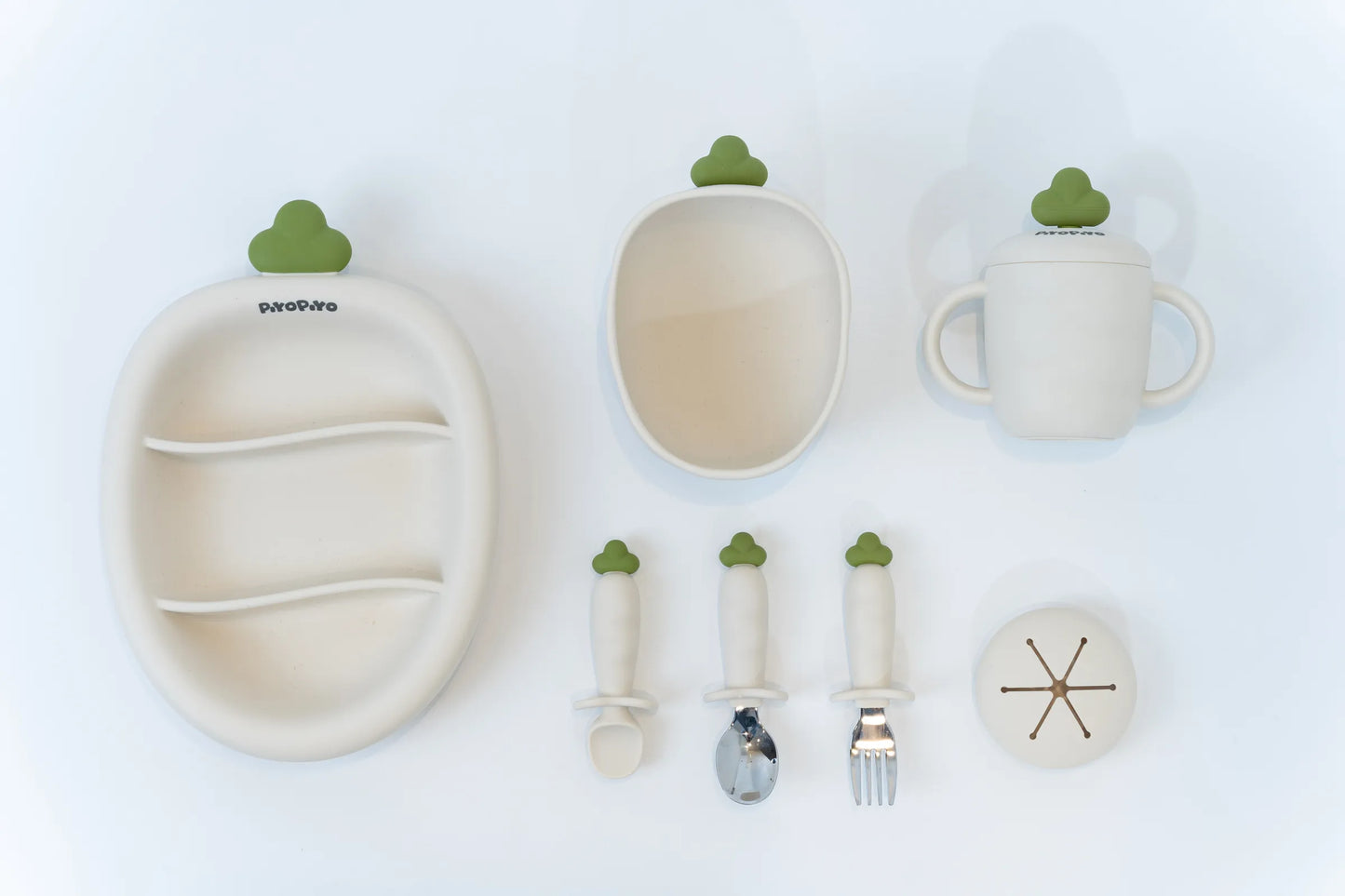 黃色小鴨 鉑金矽膠好彩頭蘿蔔餐具四件組