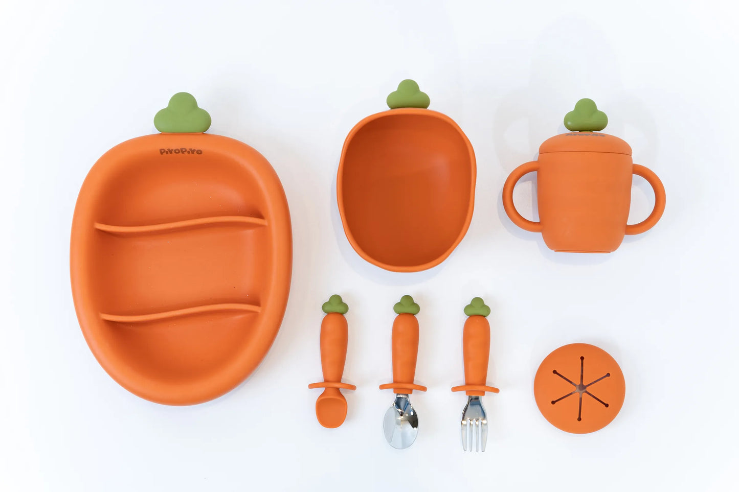 黃色小鴨 鉑金矽膠好彩頭蘿蔔餐具四件組