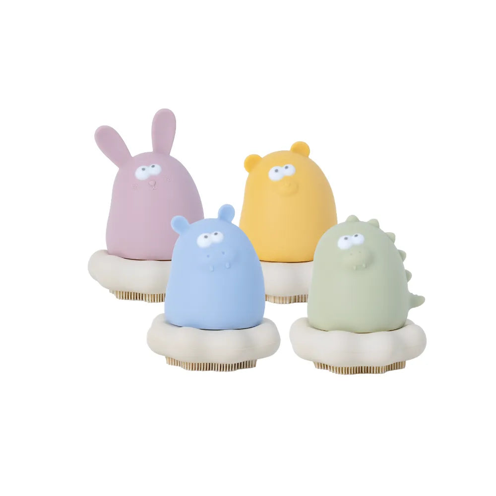 黃色小鴨 鉑金矽膠可拆式洗澡刷毛玩具