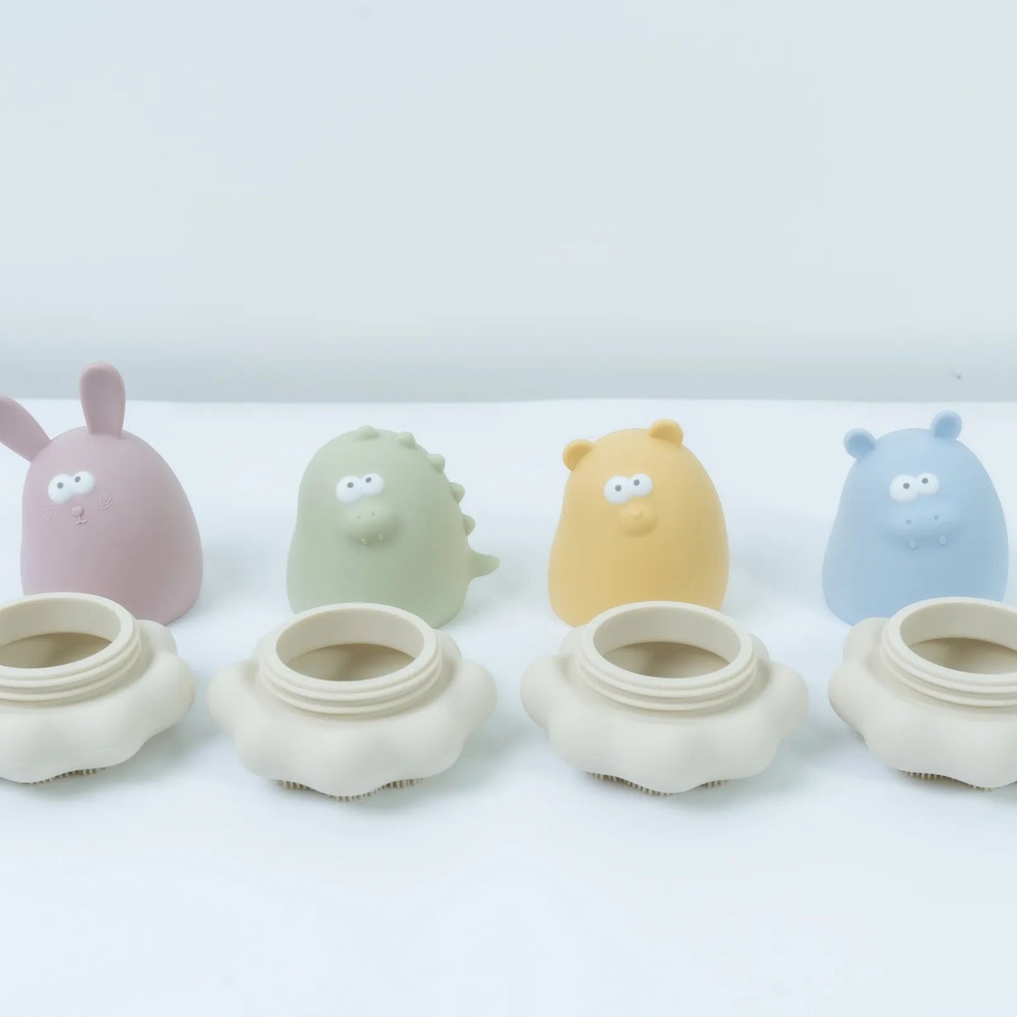 黃色小鴨 鉑金矽膠可拆式洗澡刷毛玩具