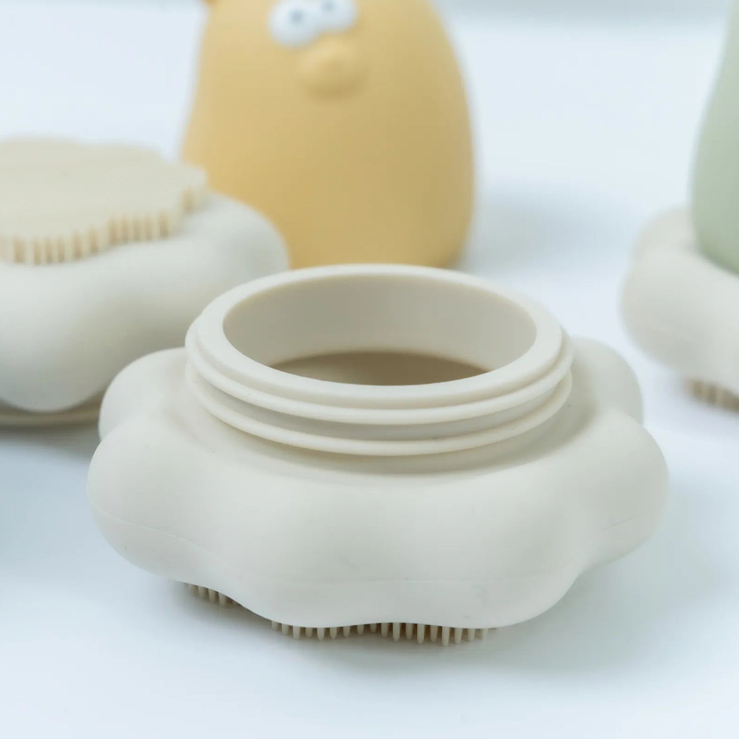 黃色小鴨 鉑金矽膠可拆式洗澡刷毛玩具