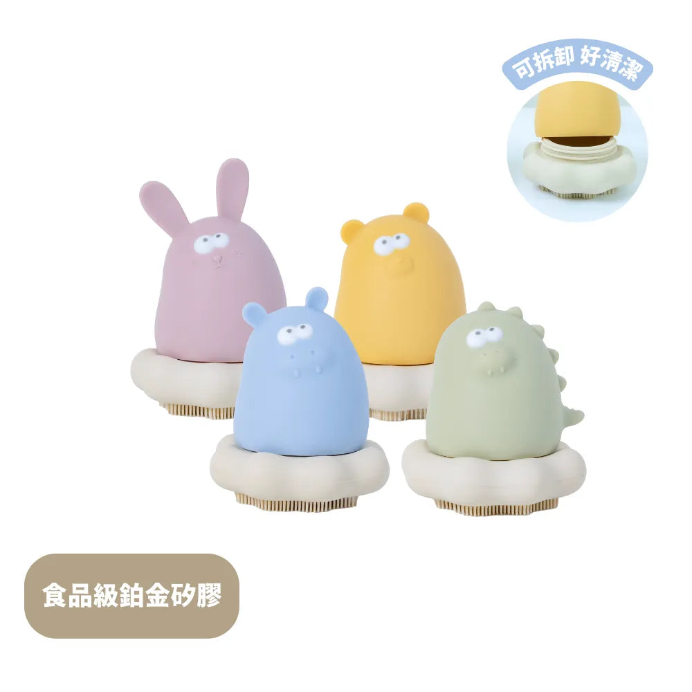 黃色小鴨 鉑金矽膠可拆式洗澡刷毛玩具