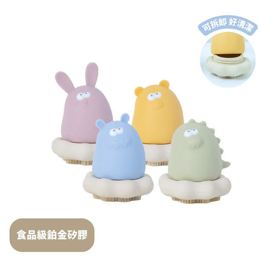 黃色小鴨 鉑金矽膠可拆式洗澡刷毛玩具