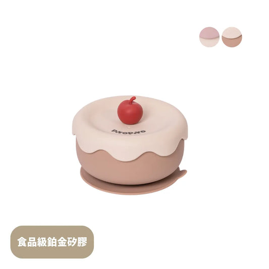 黃色小鴨 鉑金矽膠大吸力嬰兒副食學習蛋糕碗蓋